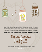 Mason Jar with Hearts Save the Date Magnets